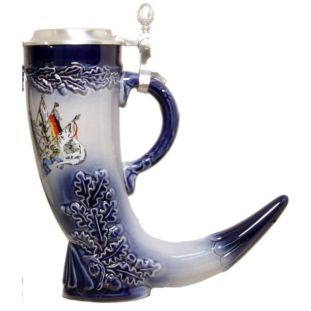 German Black Beer Stein .5L Pewter Eagle Crest One New Mug Made in Germany